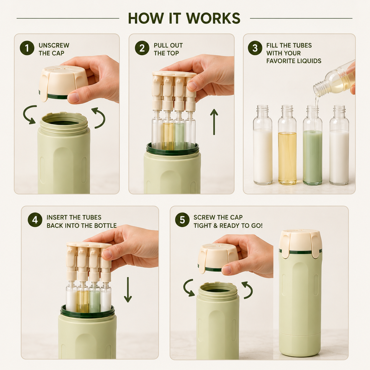 4-in-1 Travel Dispenser Bottle