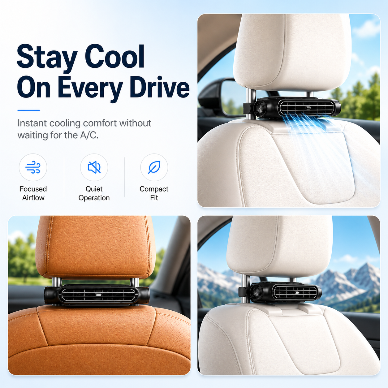 Instant Cooling Car Seat Fan Relief For Hot Days