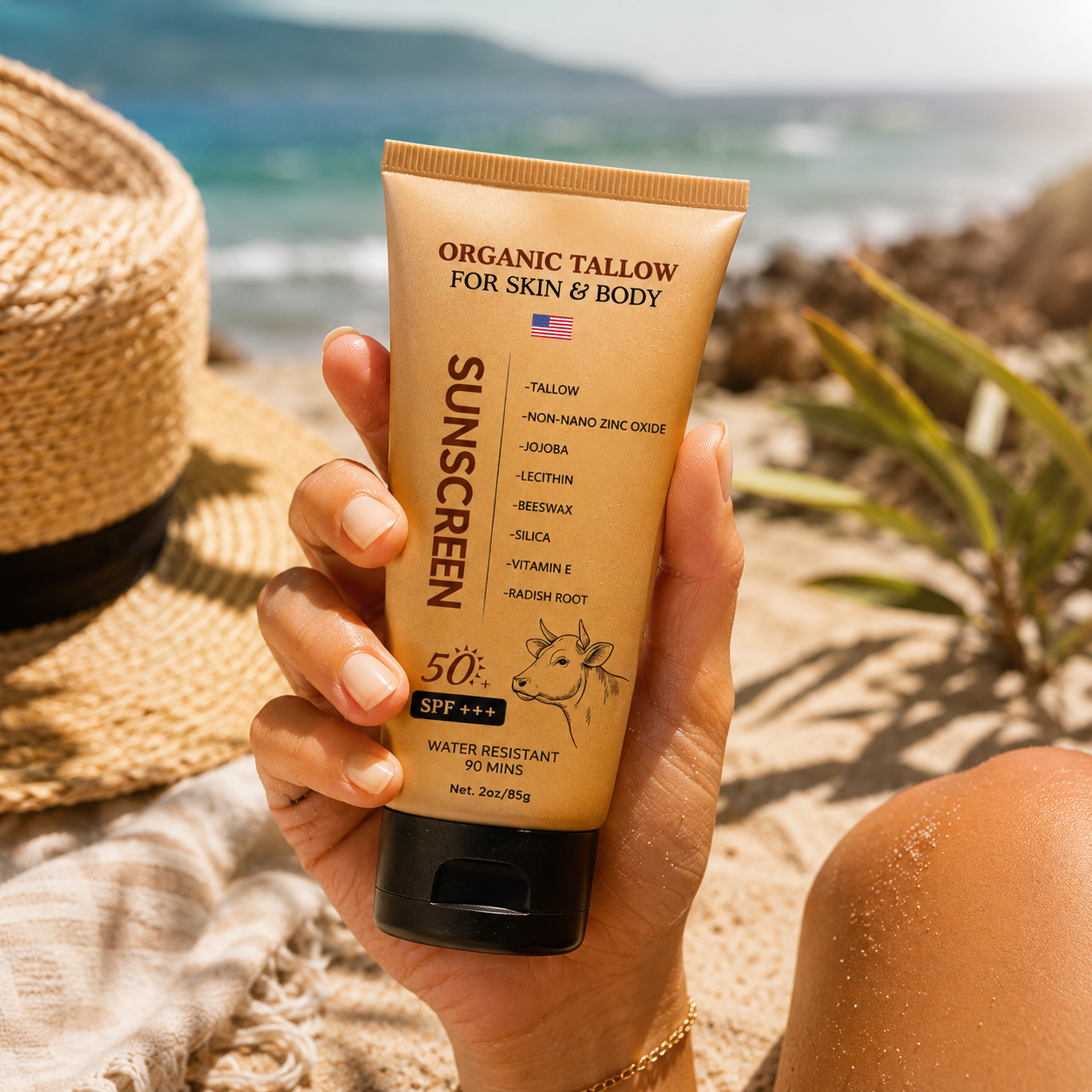 Organic Tallow Sunscreen 50 SPF- 5 Oz/ 145ml