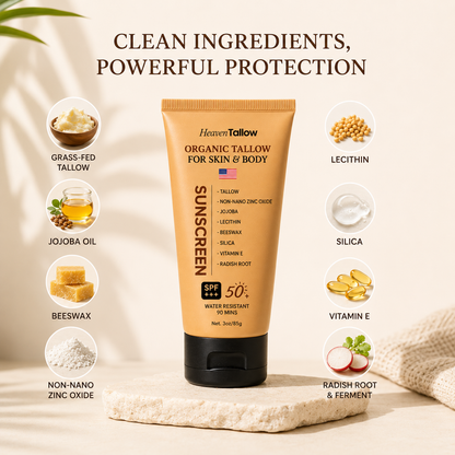 Organic Tallow Sunscreen 50 SPF- 5 Oz/ 145ml